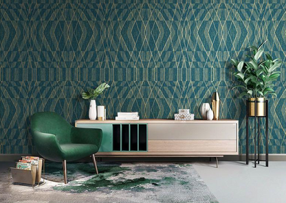 Contemporary Geo Dark Teal & Gold