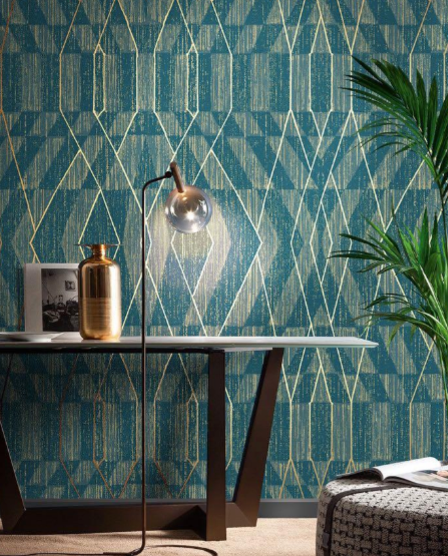 Contemporary Geo Dark Teal & Gold