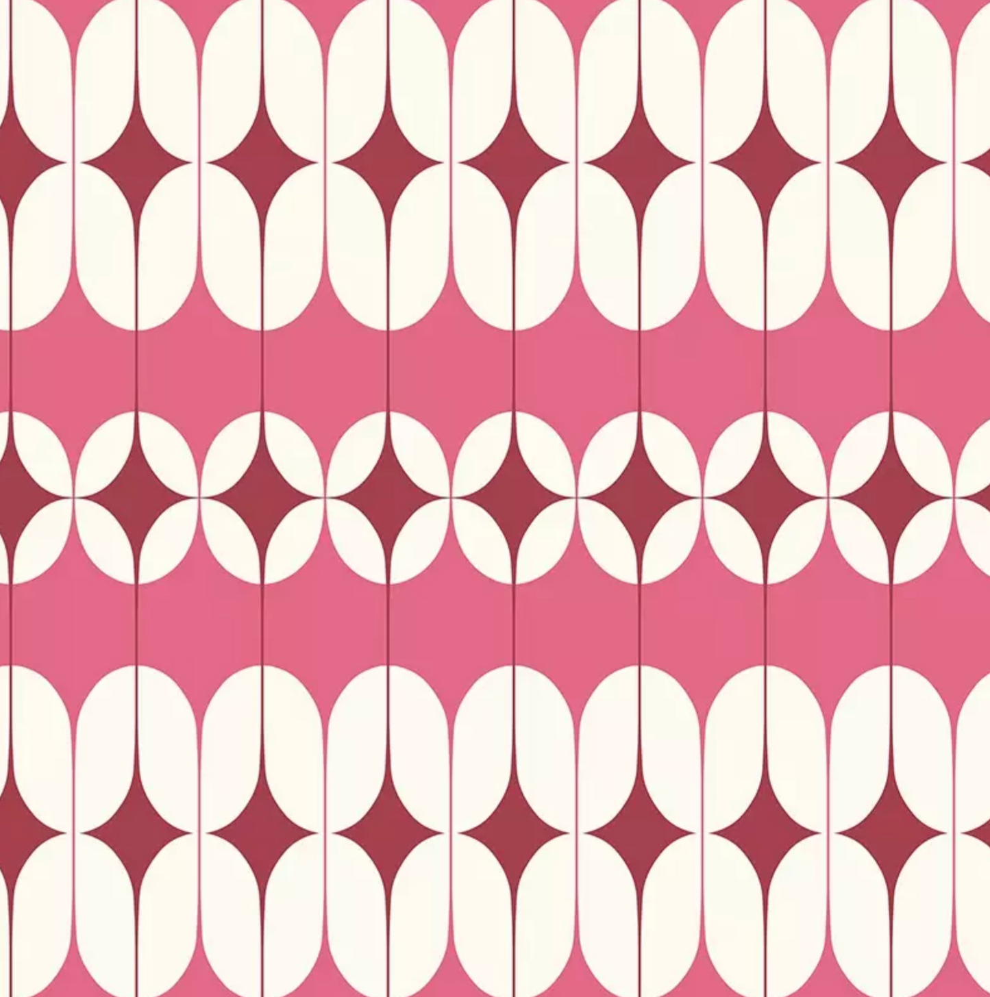 Mid Century Geometric Hot Pink & White