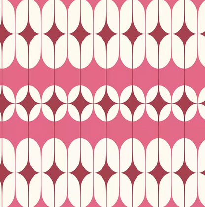 Mid Century Geometric Hot Pink & White