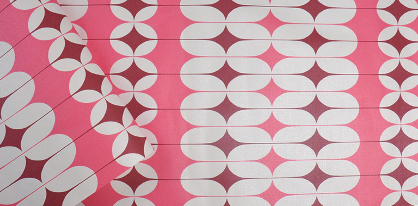 Mid Century Geometric Hot Pink & White