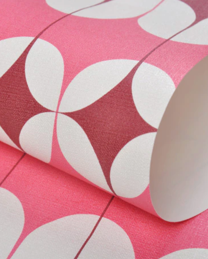 Mid Century Geometric Hot Pink & White