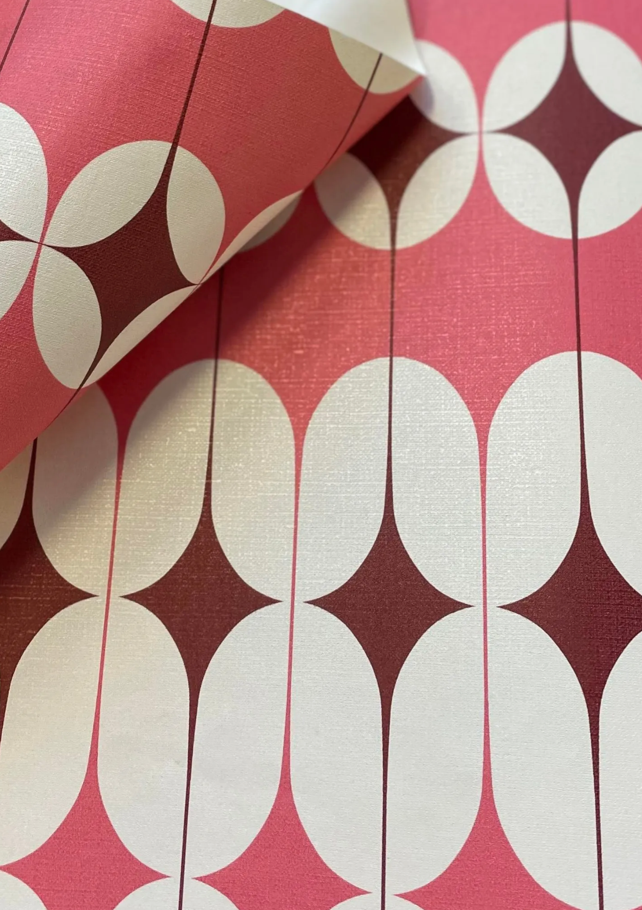 Mid Century Geometric Hot Pink & White