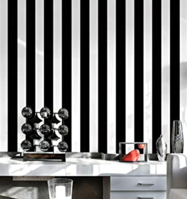 Solid Black and White Stripe